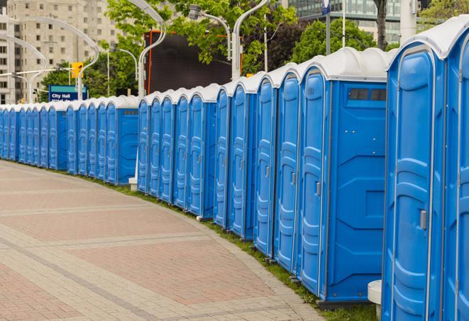 a clean and modern portable restroom unit for use during weddings and outdoor receptions in Boulder City, NV